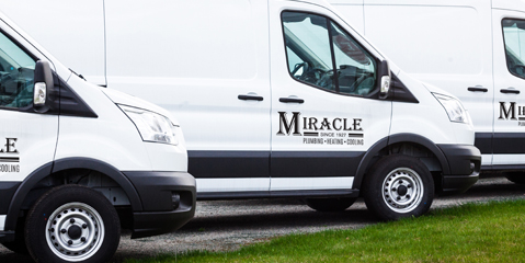 A fleet of vehicles that are ready to serve your HVAC and plumbing needs!